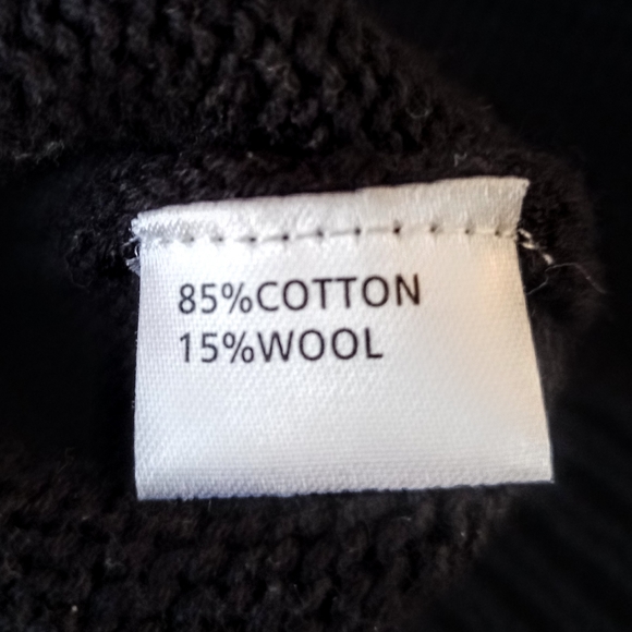 OAK NYC black exposed shoulder wool blend turtleneck sweater - Picture 10 of 10